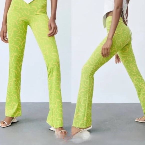 Zara Geometric Jacquard High Waisted Flare Pants - NWT - Picture 4 of 9